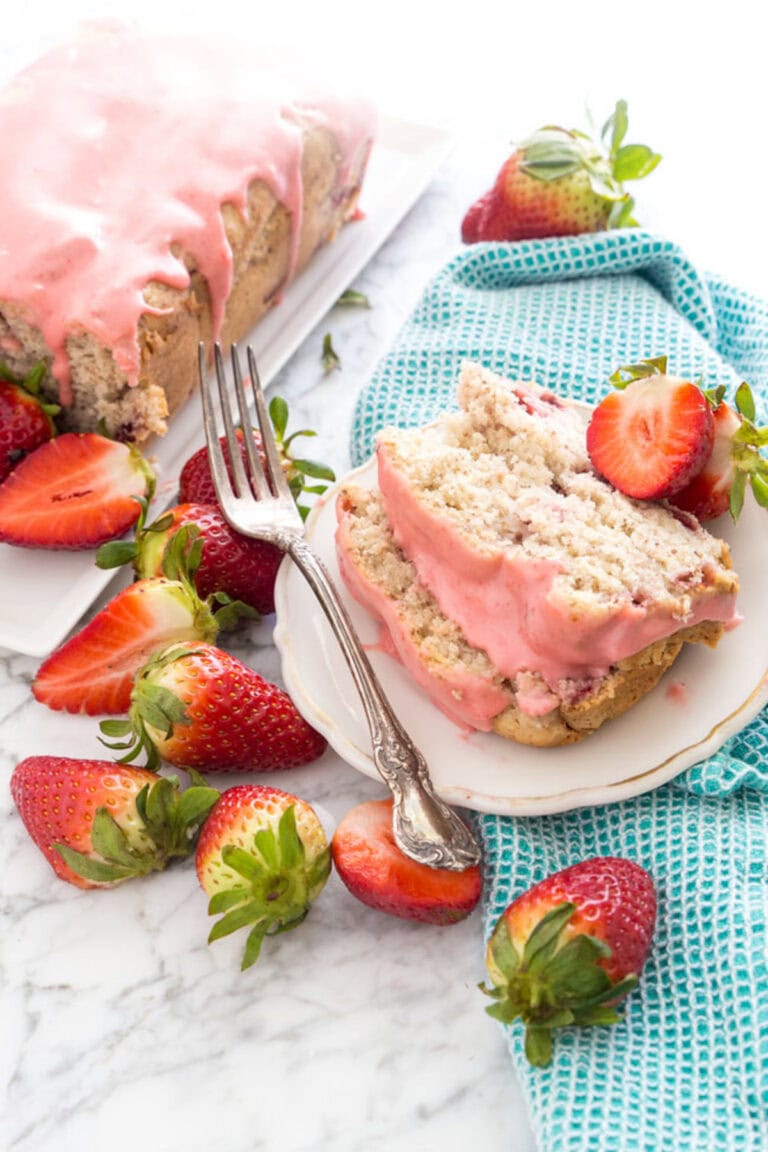 Vegan Strawberry Pound Cake with Strawberry Glaze
