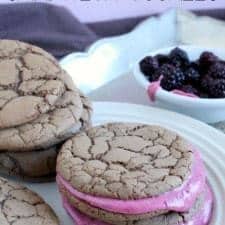 Blackberry Chocolate Sandwich Cookies. Two perfect chocolate cookies sandwiching a sweet fresh blackberry filling. So simple, and so delicious! // Happy Food Healthy Life