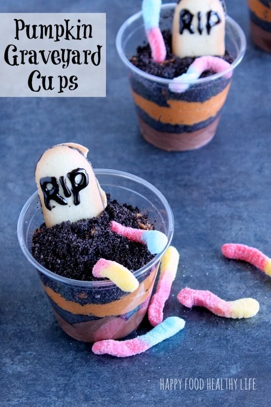 Pumpkin Graveyard Dirt Cups - Happy Food, Healthy Life
