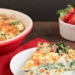 Crustless Egg-White Quiche. A satisfying breakfast, brunch, or even dinner. Super Healthy. Super Yummy! You won't even miss the yolk or the crust in this quiche! www.happyfoodhealthylife.com