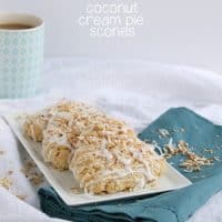 Coconut Cream Pie Scones - Pie for breakfast? Made with whole wheat flour, coconut milk, and sweetened with honey. Sold! www.happyfoodhealthylife.com #breakfast #pastry #healthier