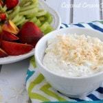 This sweet COCONUT CREAM PIE DIP is such a delightful treat for dipping your fruit, cookies, or even just a spoon! It is sure to remind you of your favorite coconut cream pie, but with this recipe, it comes together in just minutes. | www.happyfoodhealthylife.com