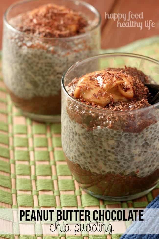 Peanut Butter Chocolate Chia Pudding - my favorite flavor combination in a healthy cup of goodness | www.happyfoodhealthylife.com