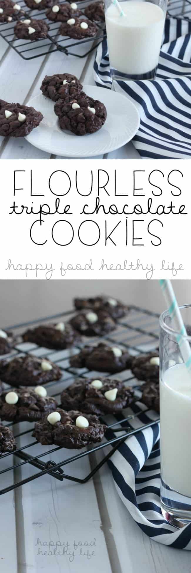 Flourless Triple Chocolate Cookies - I never knew gluten free could taste this rich and delectable! | www.happyfoodhealthylife.com