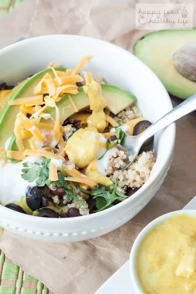 The Whole Bowl - a bowl protein packed with quinoa, beans, and other whole ingredients. | Happy Food Healthy Life