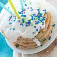 Lightened Up Birthday Cake Pancakes