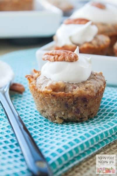 Healthy Mini Pecan Pie Bites - These cute little pie bites are the perfect way to indulge in just a couple of bites of this healthy dessert that has gotten a makeover!