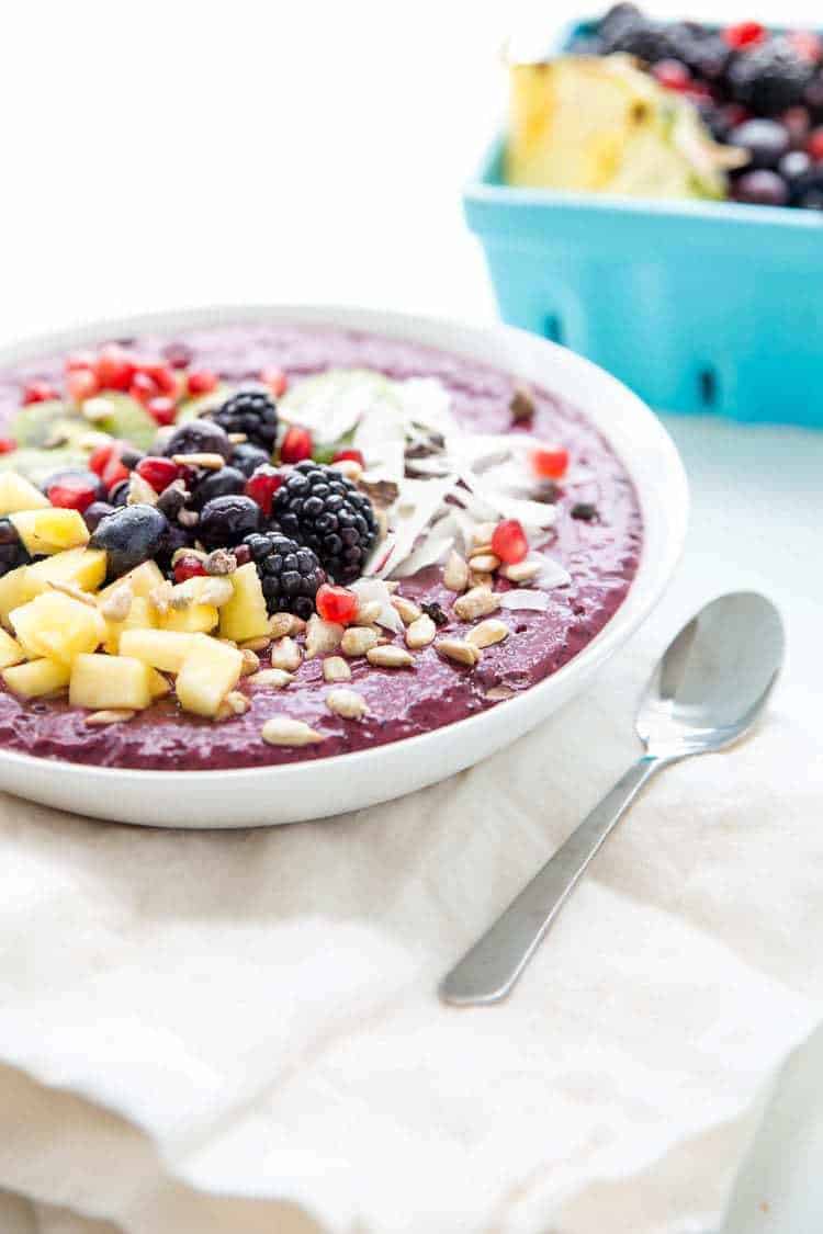 Drink in all of the life-giving benefits of real foods with this delicious smoothie. The bright, unexpected flavors of blueberry and lavender taste incredible together. Click through to find out exactly how to make this gorgeous smoothie bowl in your own kitchen