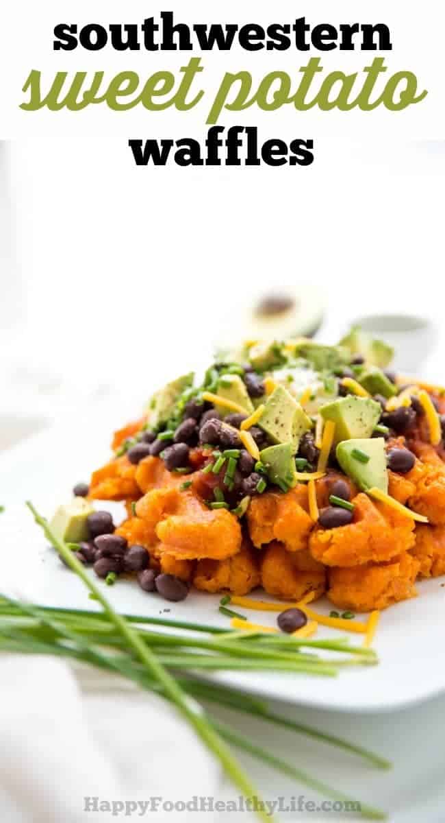 Southwestern Sweet Potato Waffles - This 5-minute dinner is perfect for busy weeknight dinners. Healthy, meat-free, and totally fool-proof.