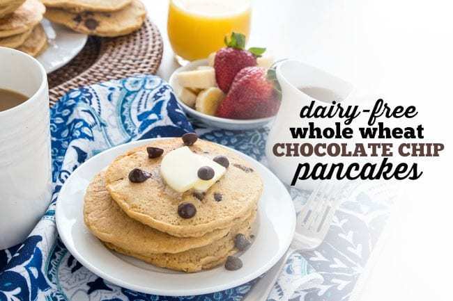 Dairy-Free Whole Wheat Chocolate Chip Pancakes