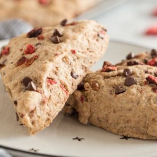Vegan Scones with the taste of a chocolate strawberry in every bite.
