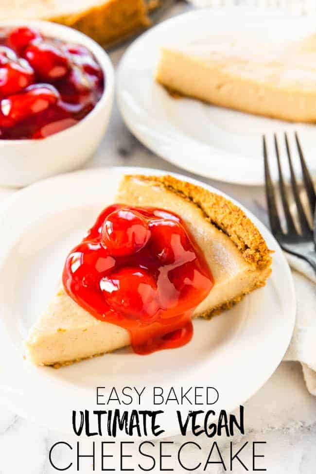VEGAN CHEESECAKE RECIPE - A vegan baked cheesecake that is as close to a traditional cheesecake as you'll get without the dairy.