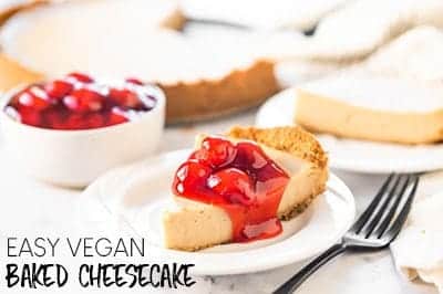 Vegan Cheesecake Recipe topped with Cherry Sauce