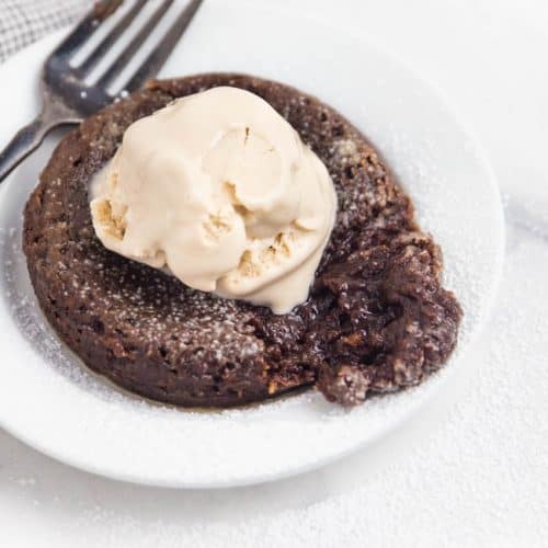 Molten Chocolate Cake - this vegan plant-based version of a decadent molten lava cake is so easy yet super impressive.