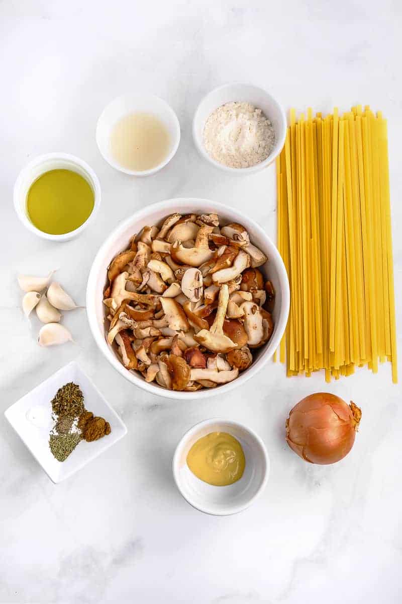Ingredients for healthy Mushroom Stroganoff Recipe