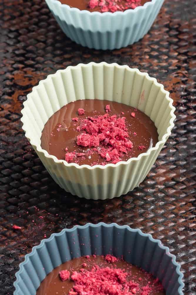 raspberry on coconut butter cups
