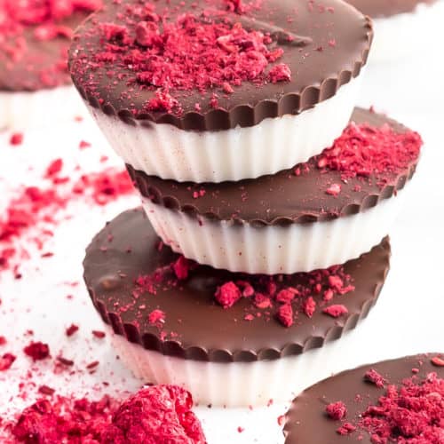 raspberry coconut butter cups stacked