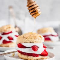 Strawberry Shortcake Drizzled with pure maple syrup