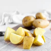 cut potatoes for potato salad