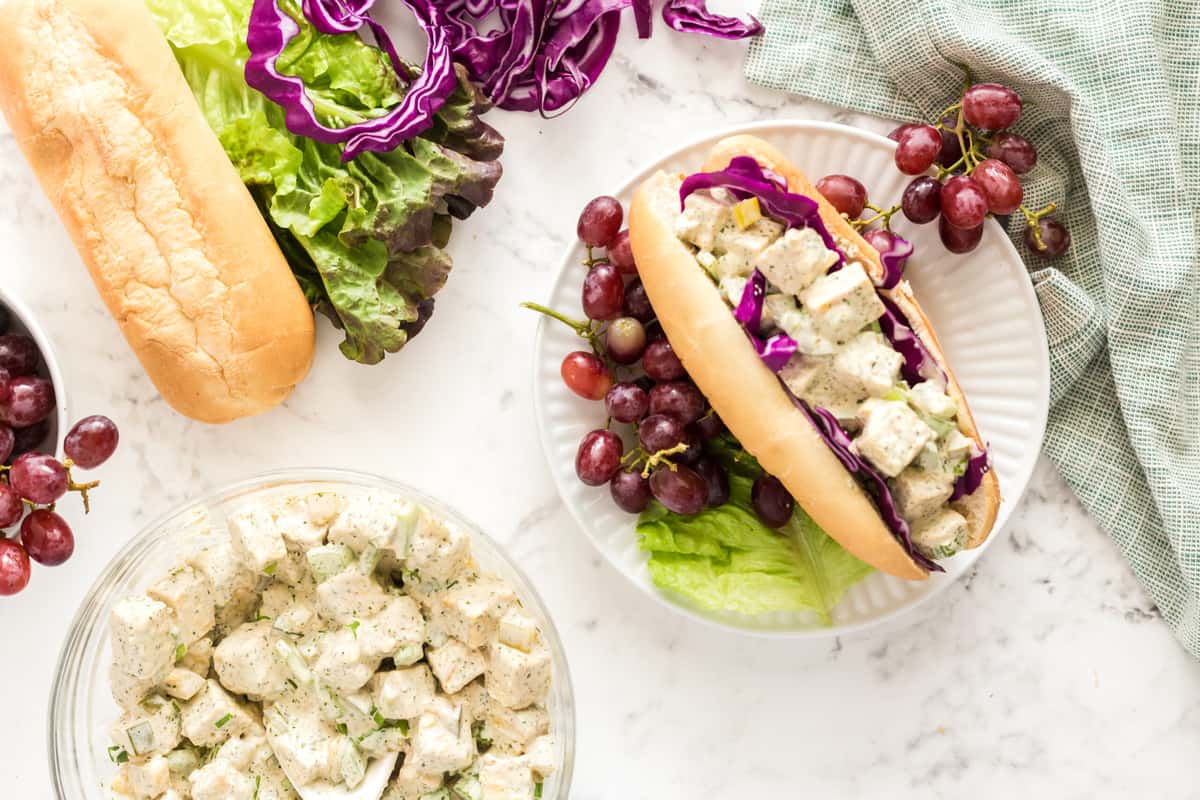 vegan chicken salad sandwich