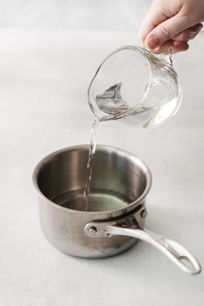 water poured into a pan. Photo Credit: Cindy Gordon of HappyFoodHealthyLife.com