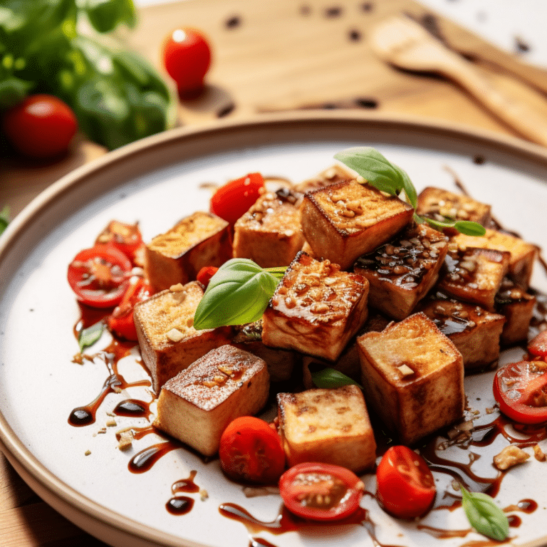 Crispy Tofu with Balsamic Tomatoes