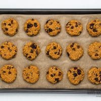 Everything free cookies baked on a parchment lined sheet pan