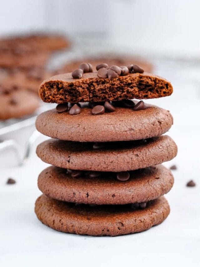 Deliciously Fudgy Vegan Double Chocolate Chip Cookies