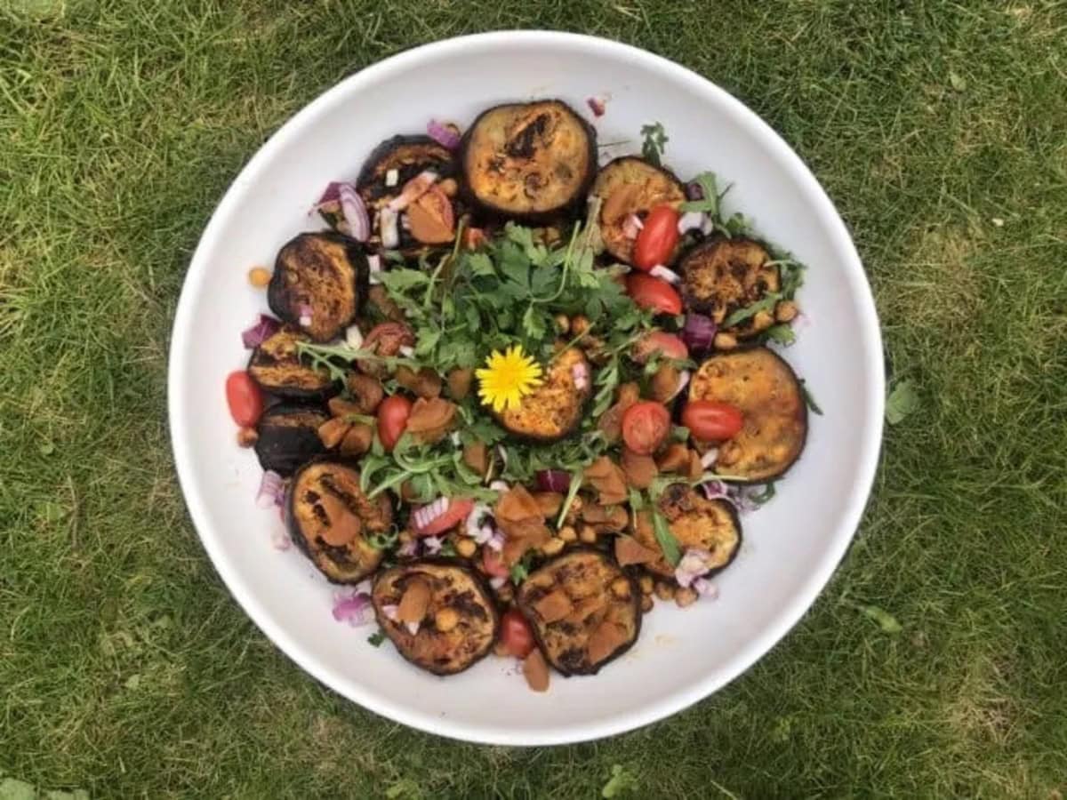 BBQ MOROCCAN EGGPLANT SALAD BY YUM VEGAN LUNCH IDEAS