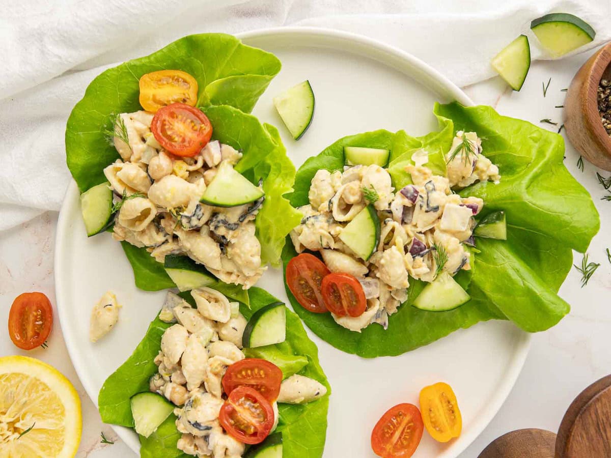 EASY VEGAN CHICKPEA TUNA PASTA SALAD BY EASY CHICKPEASY