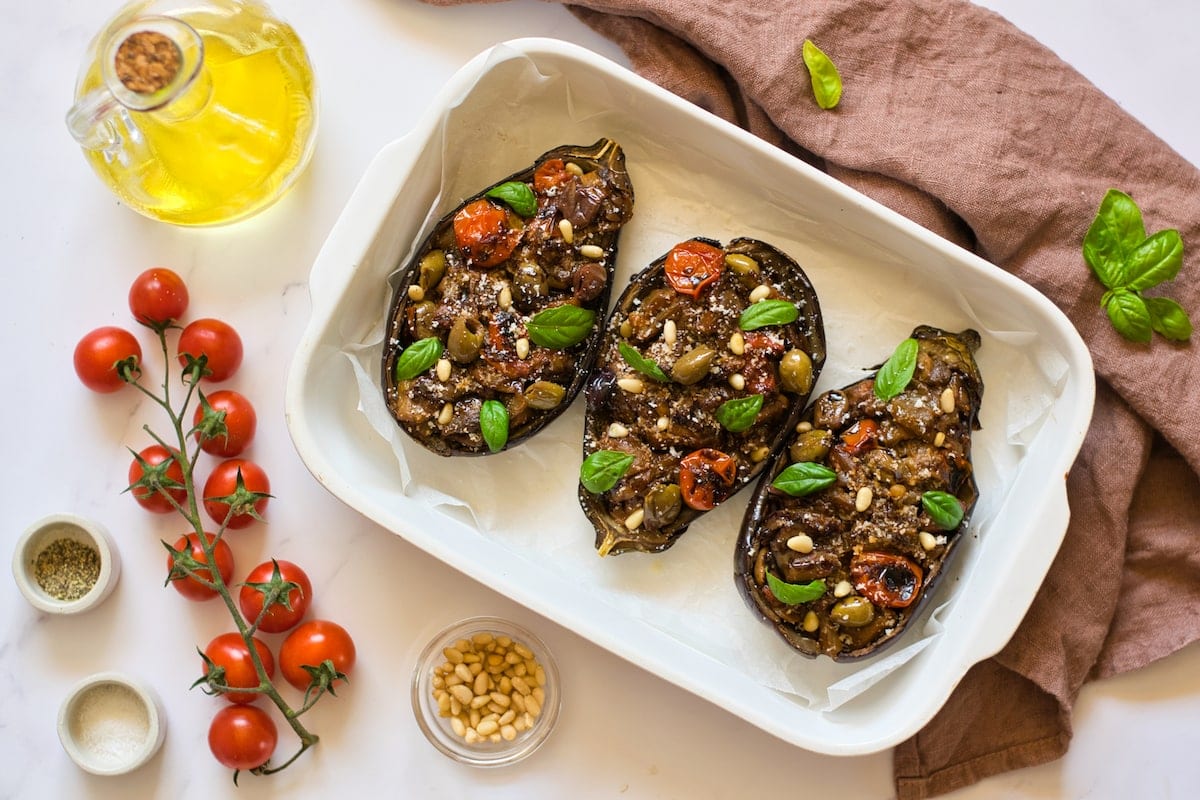 Mediterranean Stuffed Eggplant by Food Plus Words