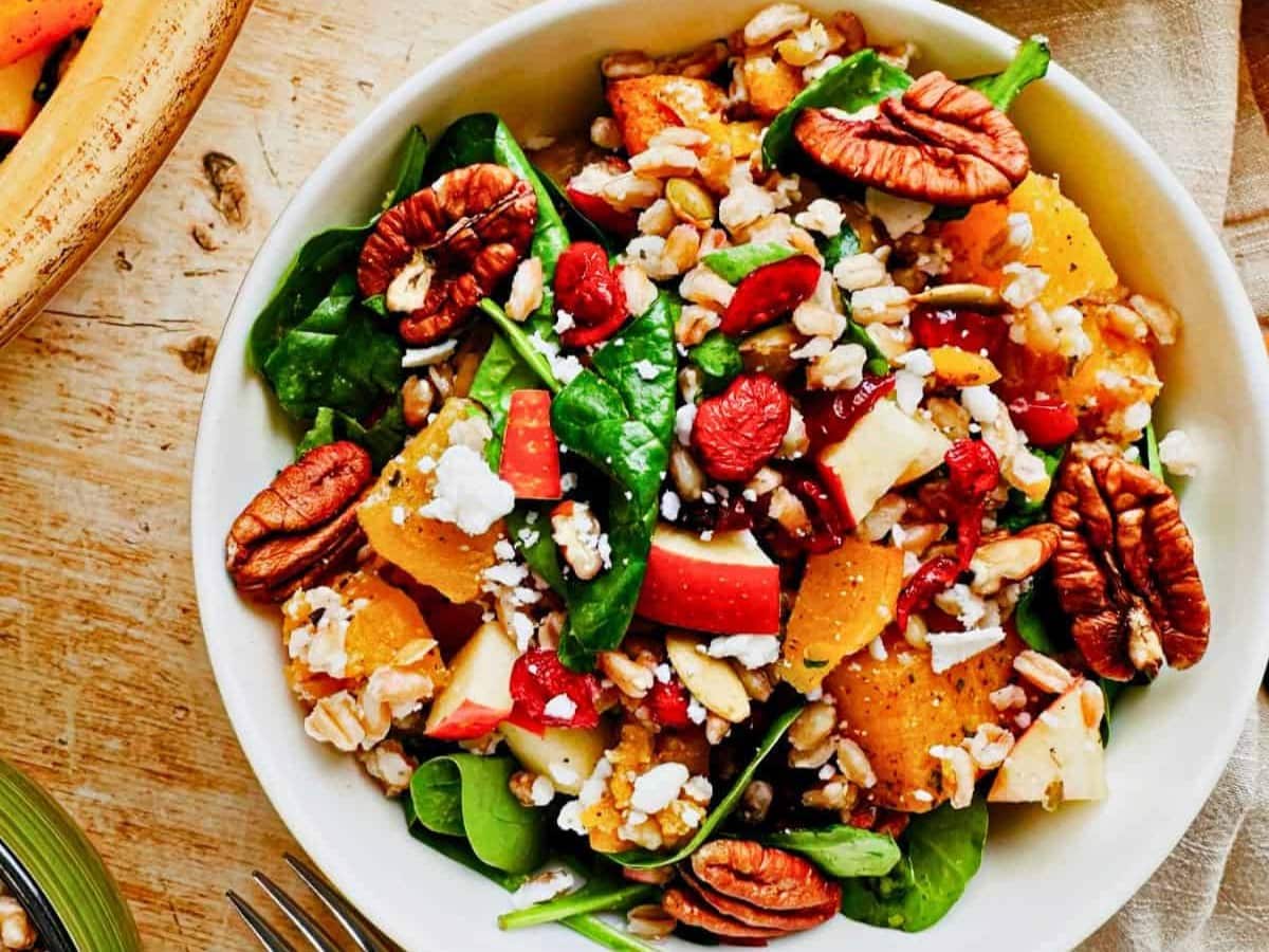 FALL FARRO SALAD BY NUTS AND TWIGS