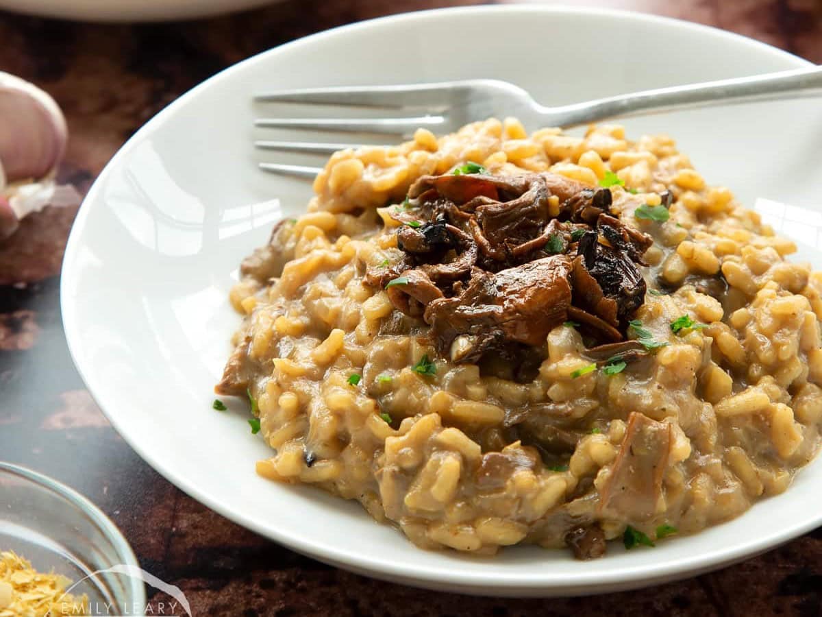 INCREDIBLY EASY VEGAN MUSHROOM RISOTTO BY A MUMMY TOO