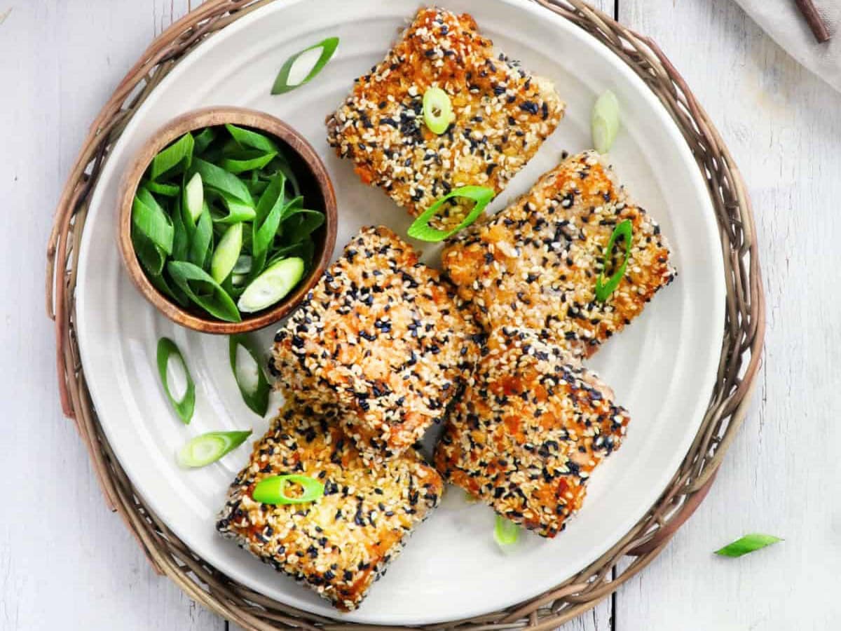 SESAME CRUSTED TOFU BY VEGAN HUGGS