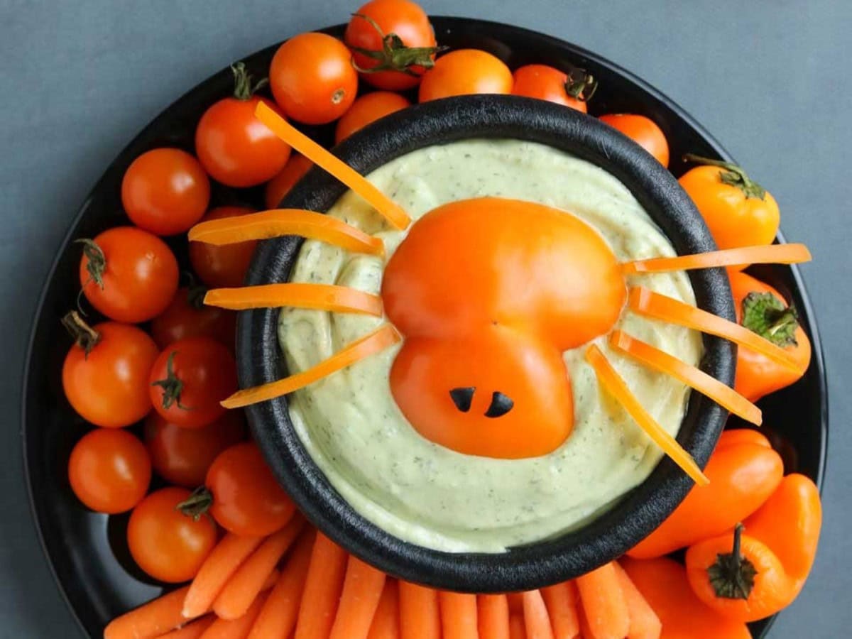 SPOOKY SPIDER HALLOWEEN APPETIZER DIP BY TWO HEALTHY KITCHENS