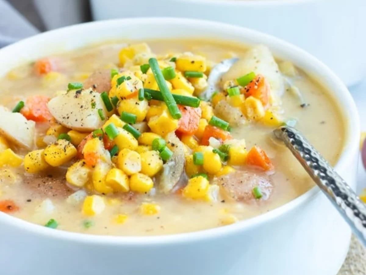 INSTANT POT POTATO CORN CHOWDER BY EVOLVING TABLE