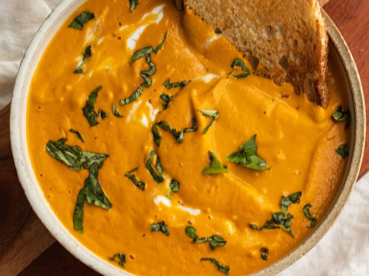 VEGAN CREAMY CARROT TOMATO SOUP BY AVOCADO SKILLET