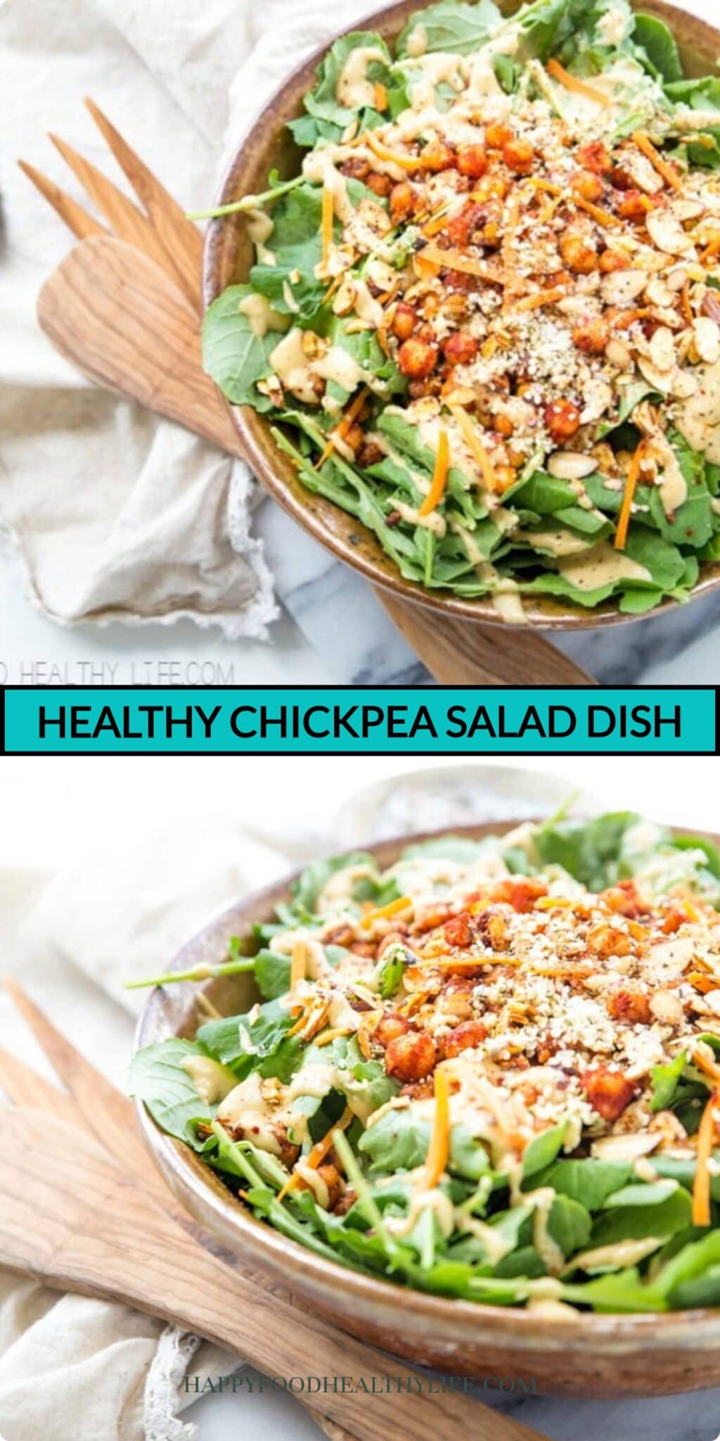 Chickpea Kale Salad with Lemon Cashew Dressing